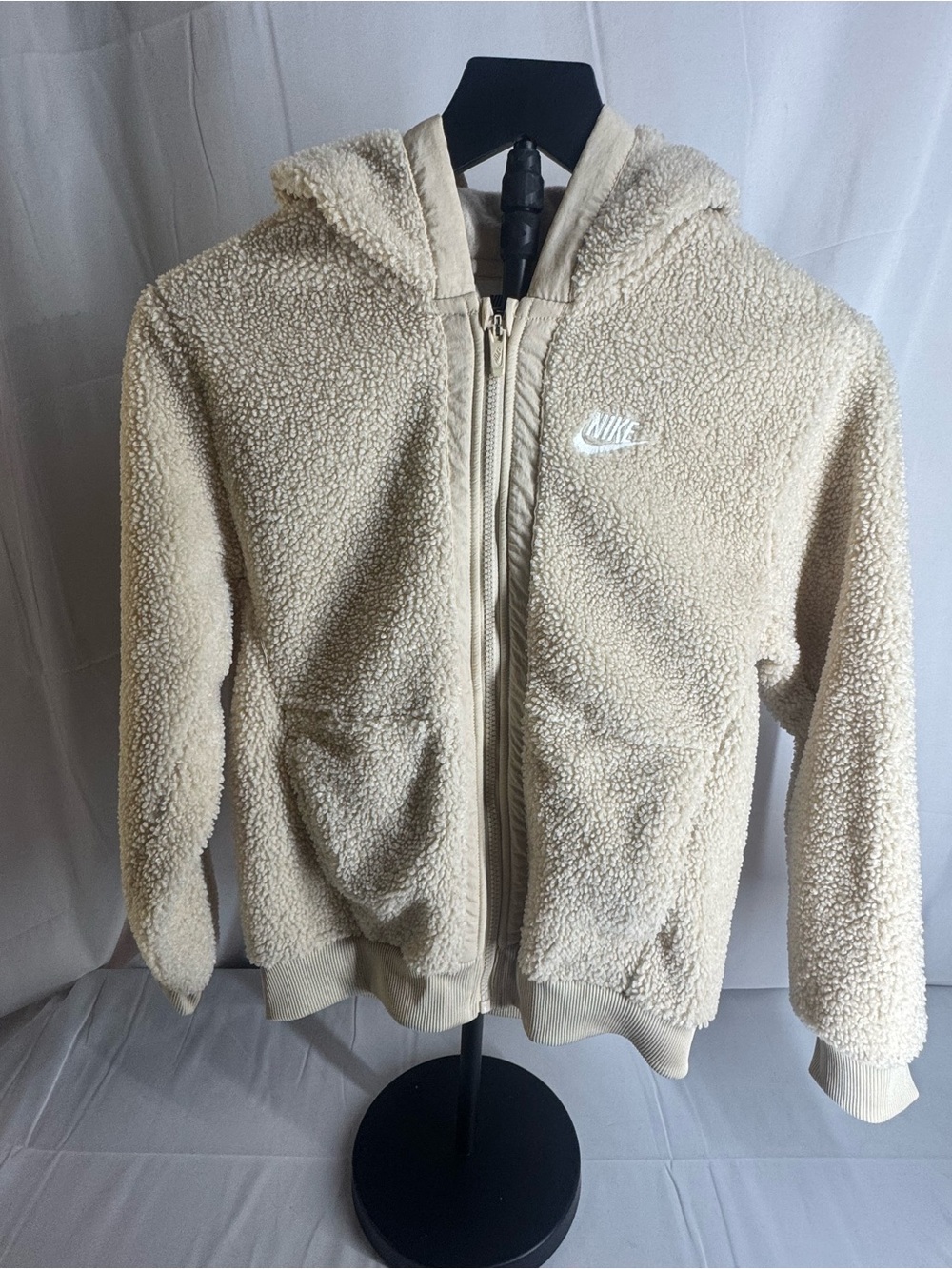 Girls Nike Cream Sherpa Zip-Up Hoodie Jacket